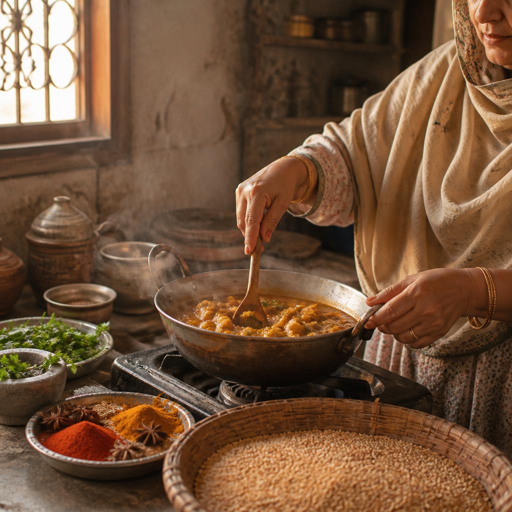Founder cooking traditional Pakistani food in a home kitchen
